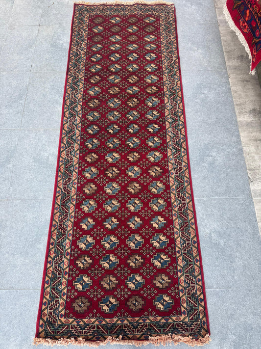 Handmade Tribal Runner Rug 305x106 cm – Vintage Oriental Hallway Rug, Hand Knotted Wool Persian Style Runner, Long Corridor Carpet